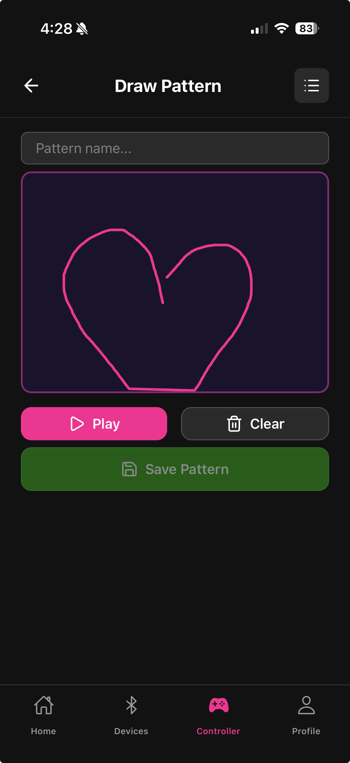 Draw Pattern canvas with a curve drawn