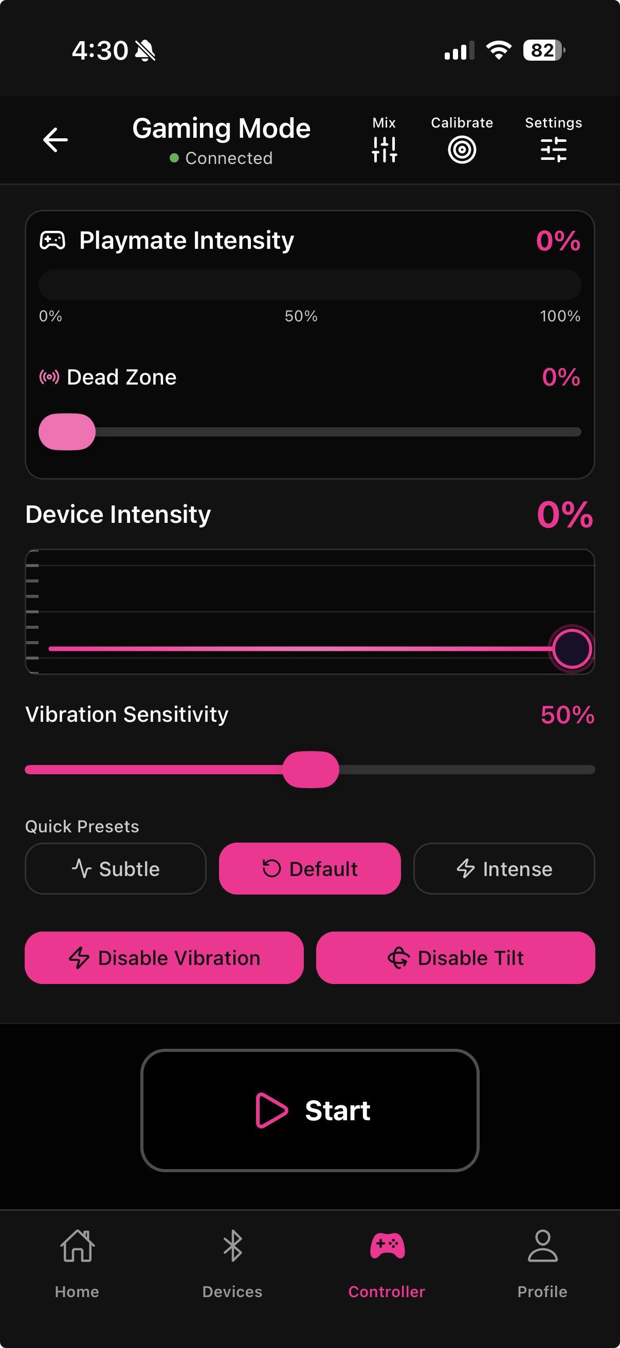 Gaming Mode main screen