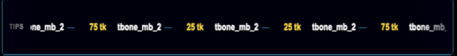 Recent Tippers ticker widget rendered