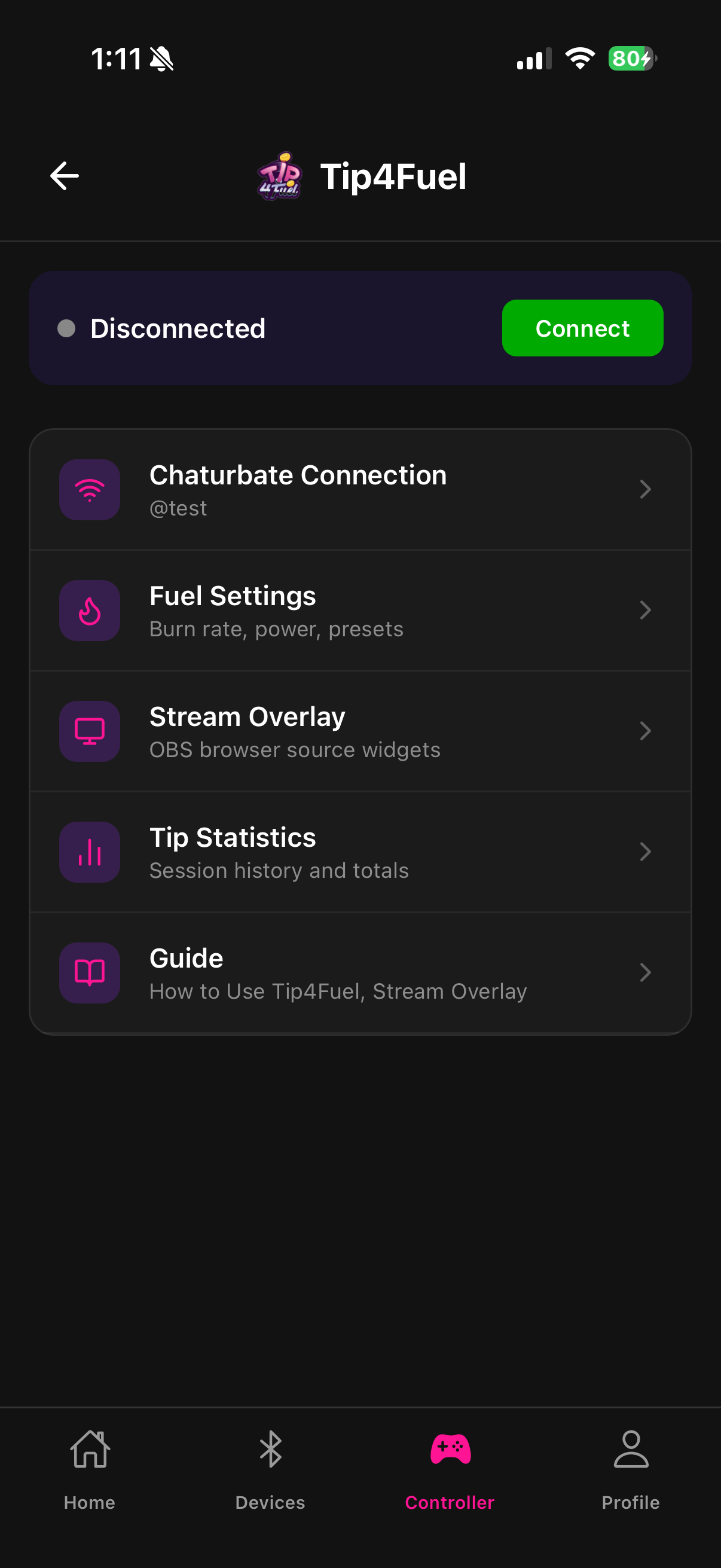 Tip4Fuel hub screen